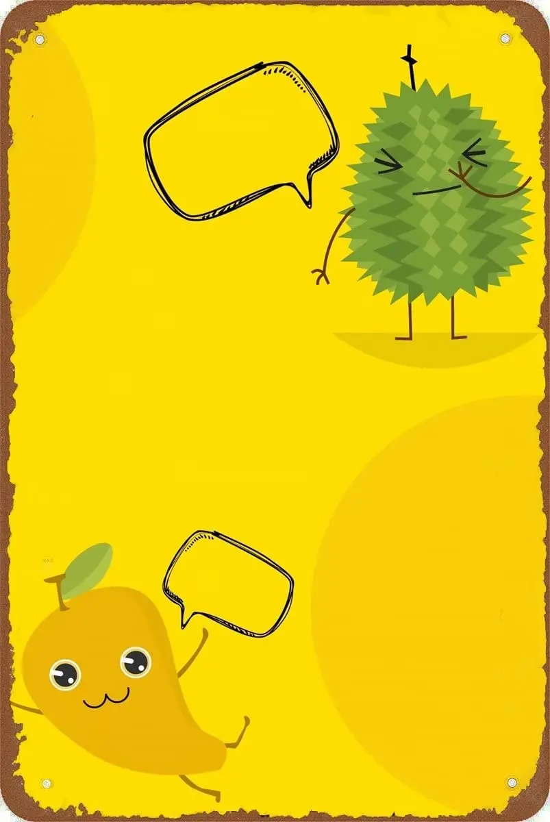 Cute Cartoon Fruit Durian Metal Tin Retro Logo Tattoo Machine Wall Poster Targa In Metallo Retro Metal Tin Logo Home Bar
