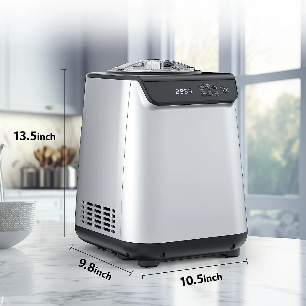 1.3 Quart Ice Cream Maker Machine with Built-in Compressor, Fully Automatic and No Pre-freezing, 1 Hour Keep-Cooling 5