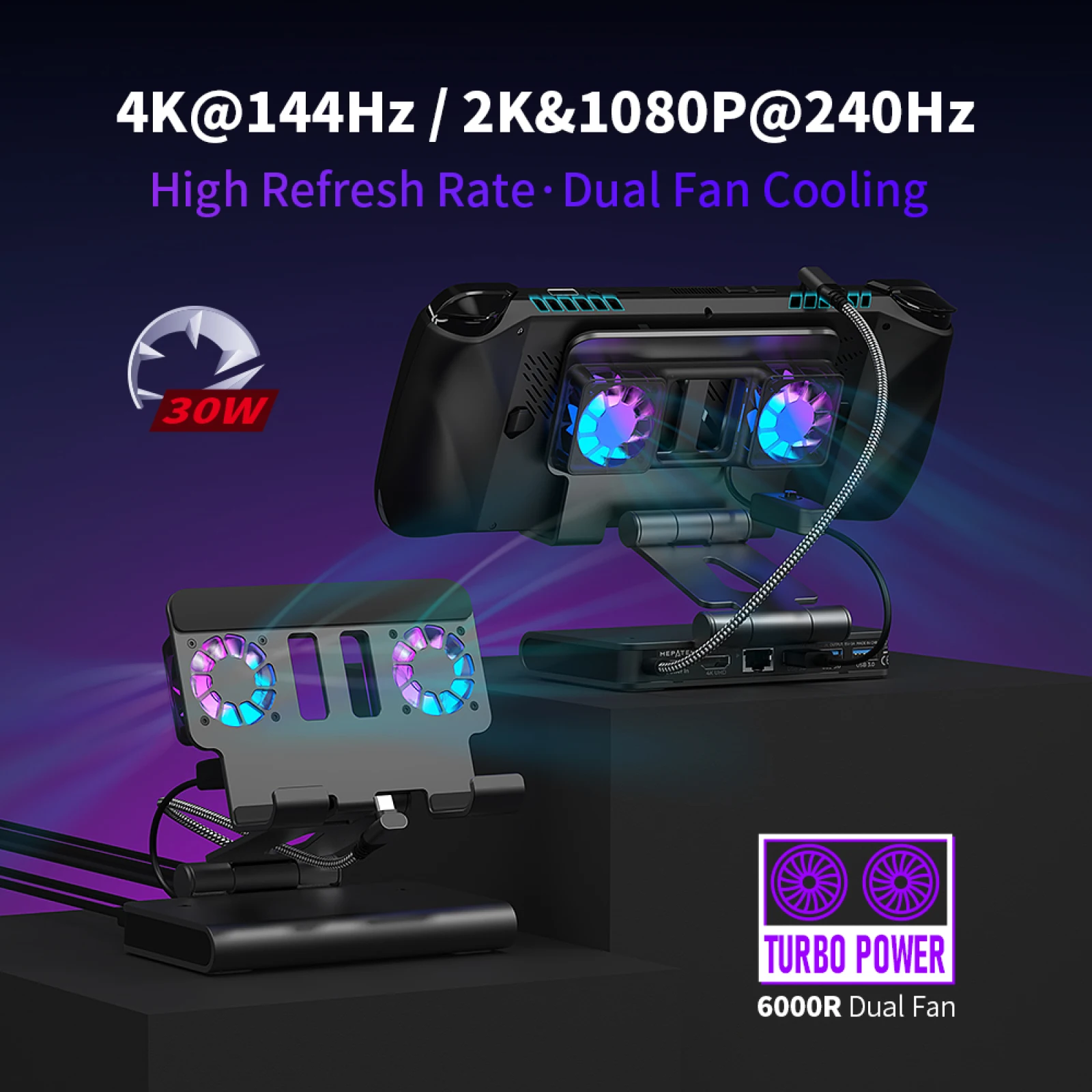 ROG Ally X, Steam Deck, MSI Claw, LEGION Go용 충전기 HDMI 2.1 100W 입력 85W 출력 PD 고속 충전 도킹 스테이션 스탠드