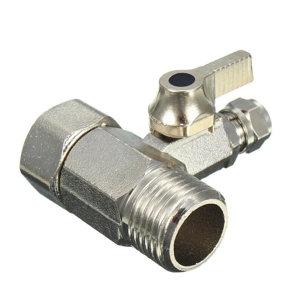 1Pcs Water Line Adapter Angle Stop Adapter Alloy T-Valve 1/2" To 1/4" With Shut-Off Ball Valve Tap Tee B Water Hose Pipe Fitting