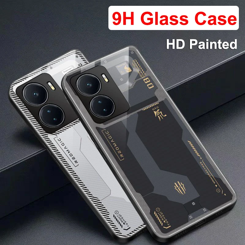 Custodia Per Vivo Iqoo Z6 Z6X Custodia 9H Cover Posteriore In Vetro Per Vivo Y75 5G Y55 Shell Per Vivo T1 5G Fundas Per Vivo Y55 5G Coque
