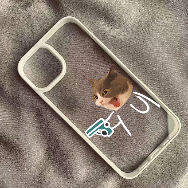 Adorable Cat Dog Duo Clear Shockproof Silicone Phone Case