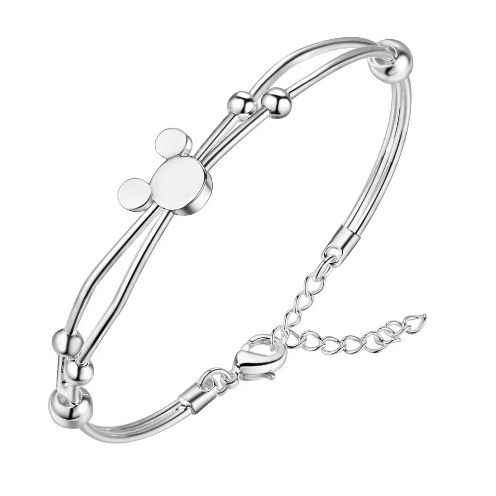925 Silver Plated Wedding Women Lady Bracelet Bangle Charm