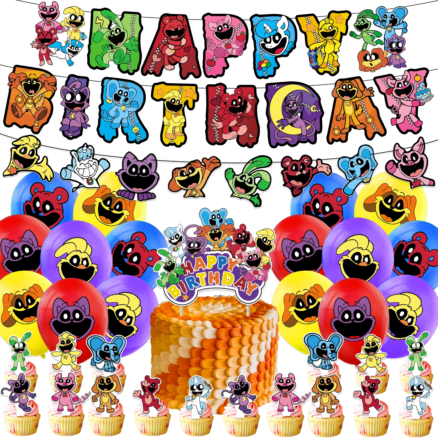 Smiling Critters Catnap Birthday Party Supplies Balloon Tableware Paper Plate Tablecloth Kid Birthday Party Baby Bath