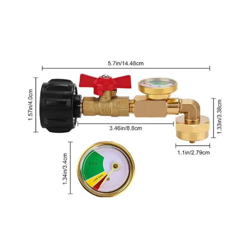 QCC1 Propane Refill Adapter With Gauge And ON-Off Control Valve Propane Adapter For Camping Grill 1LB Bottle Refilled