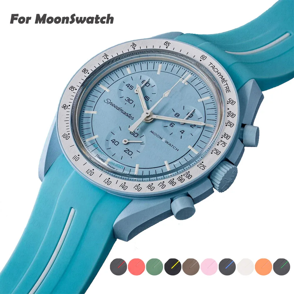 ULLCHRO Cinturini Orologi in Gomma Fluorurata Sgancio Rapido Cut-to-Size FKM Cinturino per Orologio Cinturini Sportivi per Uomo e Donna Watch Straps 18mm 19mm 20mm 21mm 22mm (18mm, Azzurro