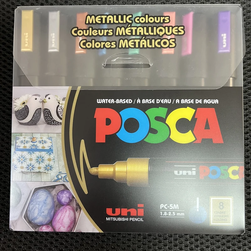 Posca PC-5M 수성 네임펜 페인트 펜, 메탈릭 색상 8 개 세트