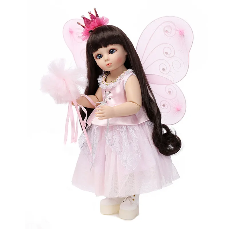 

45cm Ball Jointed Doll Newest With Butterfly Birthday Gifts Kids Realistic Baby Real 18 inches Jugetes Mini Dolls Toddler Toys