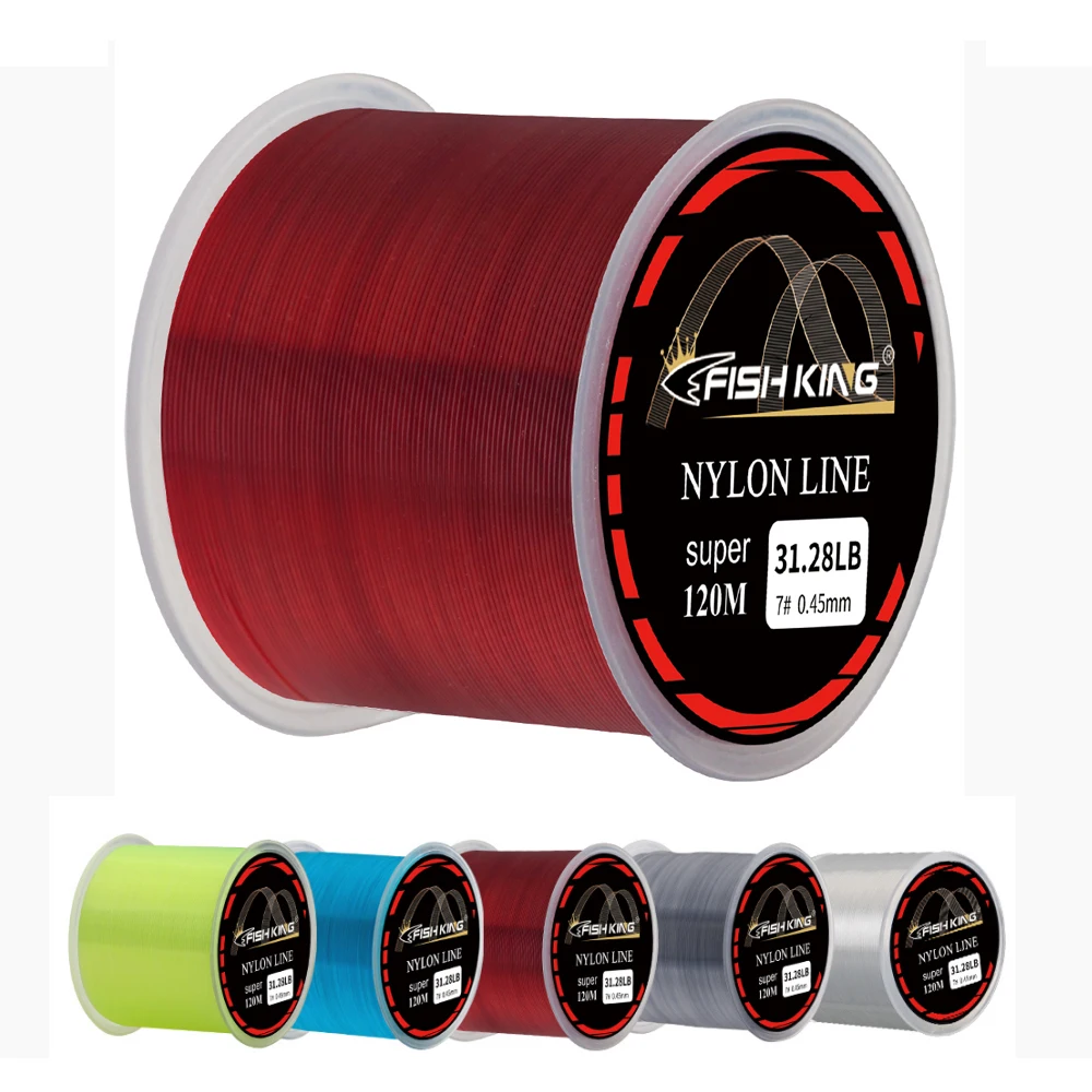 

FISH KING 120M Super Strong Monofilament Fishing Line Japan 0.14-0.60MM 4.13-34.32LB Nylon Line Carp Fishing Accessories