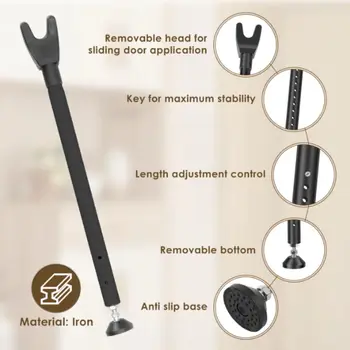 Barra di Sicurezza per Porte Pesanti, Porte Scorrevoli, Porte d'Ingresso, Fermaporta Regolabile, Barra di Sicurezza Regolabile per Finestre