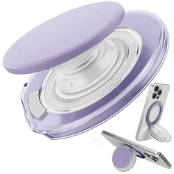 Universal Magnetic Phone Grip and Adjustable Stand - Sleek & Versatile Holder (Transparent Purple)