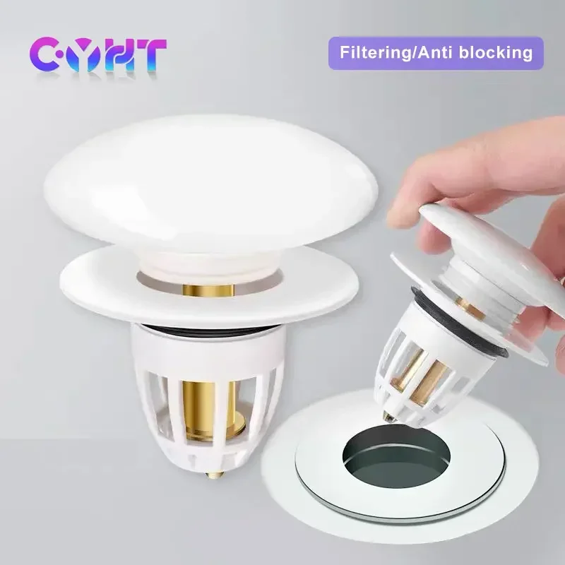 

Washbasin Ceramics Top Sink Drain Spring Core Kitchen Filter Bathroom Anti-Odor Pressure Pop-Up Universal Floor Drain Hole Plug