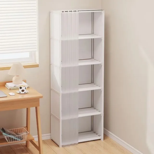 6/5 Layers Dustproof Wardrobe High Capacity Partition Bookshelf Bedroom Open Simple Assembly Storage Cabinet Bedroom Furniture 2