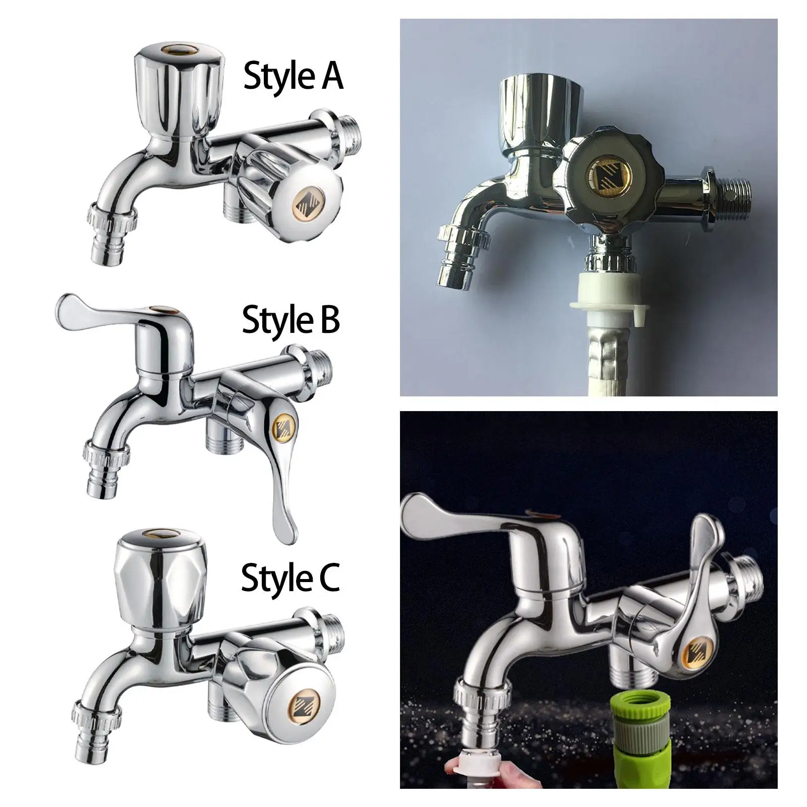 

Water Faucet Washing Machine Faucet Garden Water Tap Faucet Sink Basin Water Tap with Double Spout Double Handle