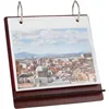 1Set Desktop Photo Album Wood Tabletop Flip Calendar Style Photo Frame Stand Up Scrapbook Album Photo Frame 24 Photo Display 1