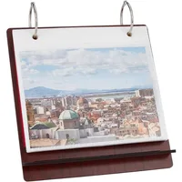 1Set Desktop Photo Album Wood Tabletop Flip Calendar Style Photo Frame Stand Up Scrapbook Album Photo Frame 24 Photo Display 1