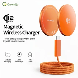 High - Speed Magnetic Induction Qi2.2 Wireless Charger - 25W Fast Charging (Orange)