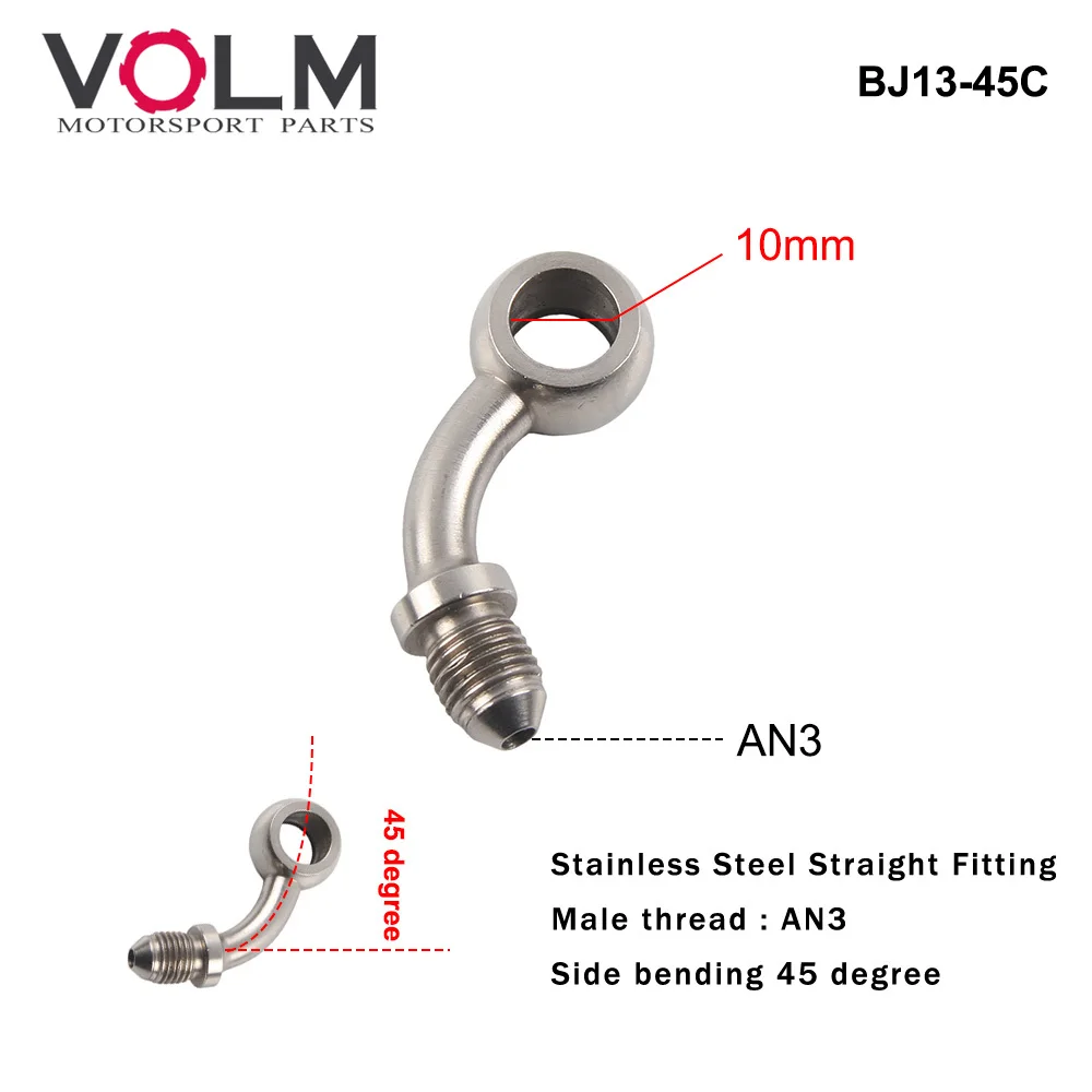 AN3 Motorcycle Brake Oil Hose Fitting Stainless Steel