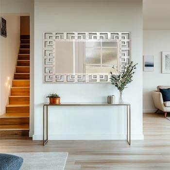 Modern Decorative Mirror for Wall Silver Rectangular Accent Mirror with Beveled Glass Edge for Hallway, Living Room 2