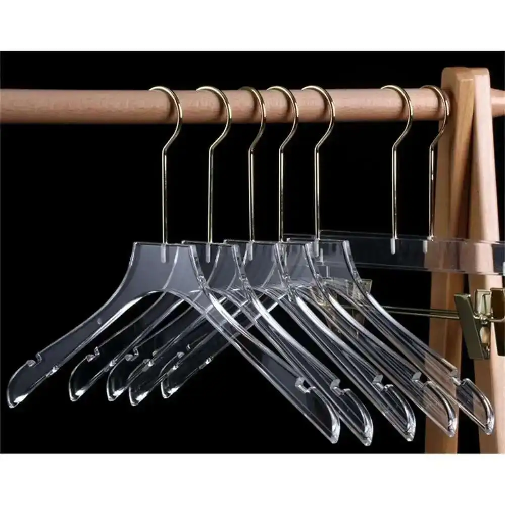 Acrylic Transparent Hanger Clothing Display Rack Store Adult Hanger Pants Rack Clip Crystal Seamless Suit Coat Clothing