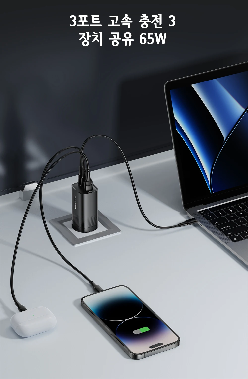 Asome tech gan usb typ c ladegerät 65w 45w pps pd qc 4,0 schnell ladegerät für macbook laptop ipad tablet iphone 14 samsung s23 ultra – Detail 20