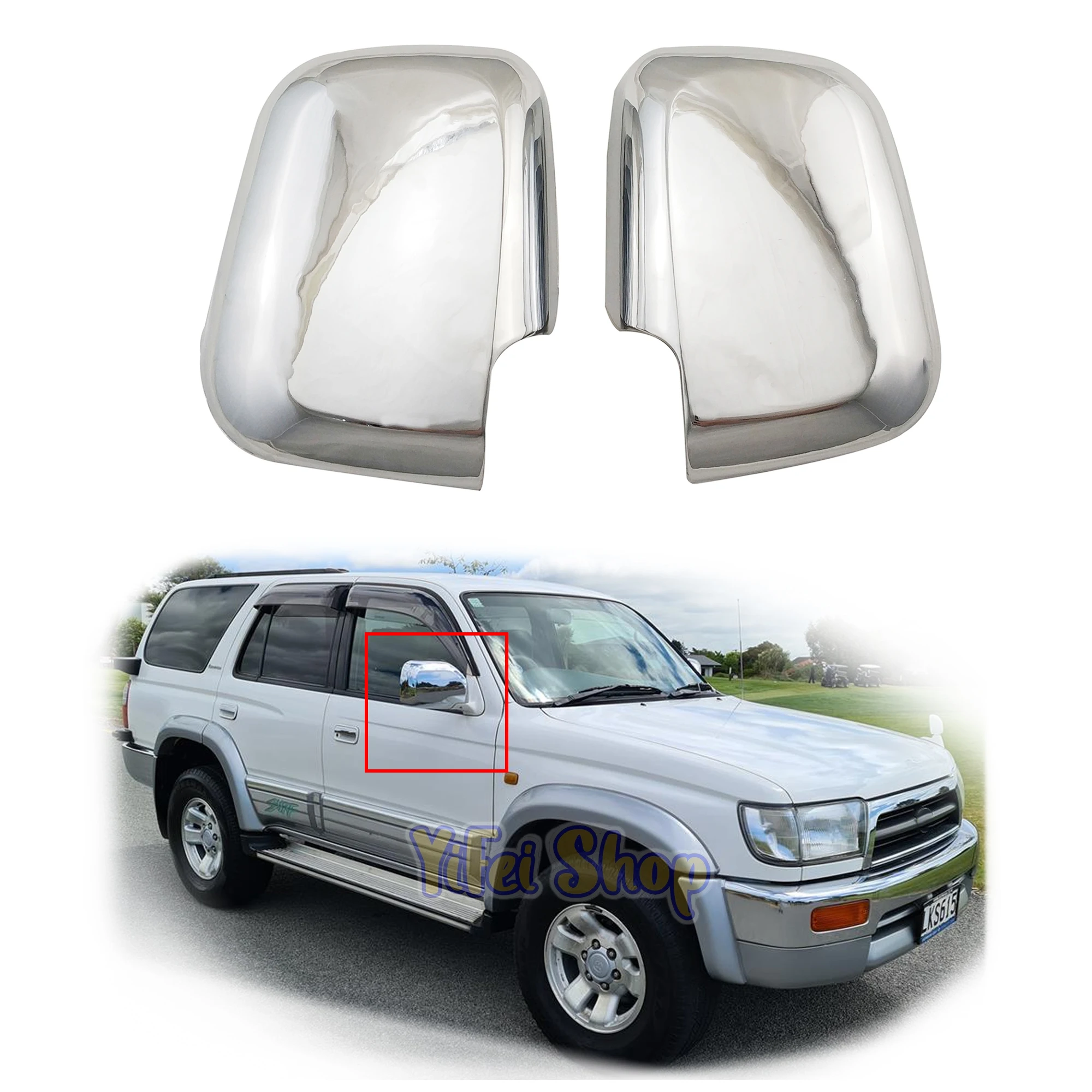 For Toyota Hilux Surf SUV 1996 1997 1998 1999 2000 ABS Car Chrome Rearview Accessories Plated Door Mirror Cover Trim Paste Style