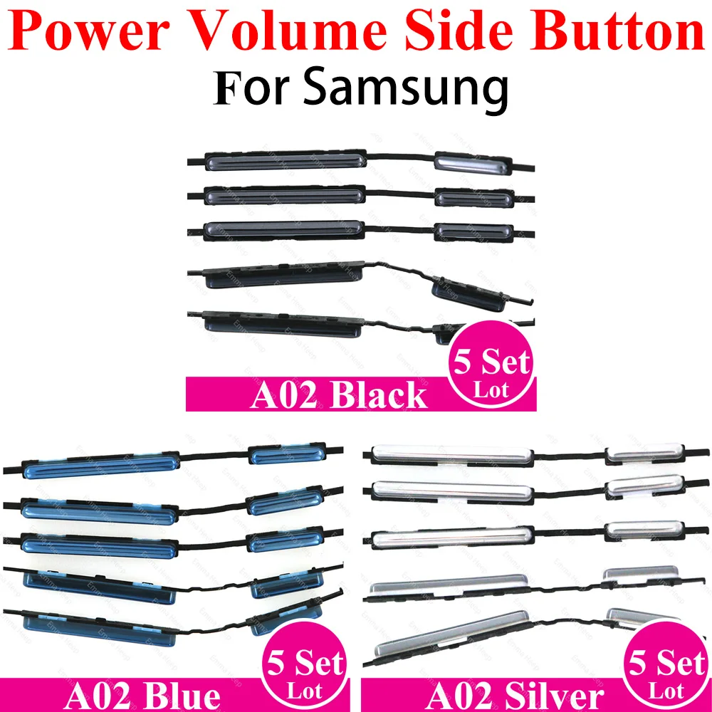 Power Volume Side Button Key 5Set For Samsung A01 A02 A02S A03 Phone Housing On Off Up Down Small Repair Parts