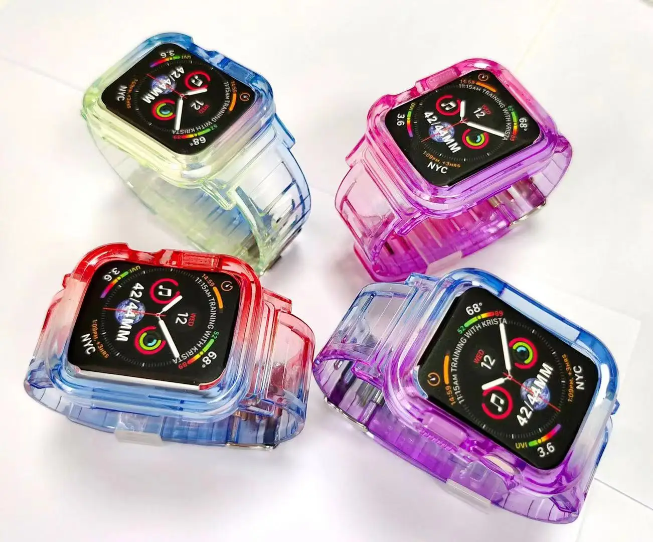 

Strap+Case For Apple Watch 8 7 45mm 41mm All-in-one Watch Protective Case For Series 6 5 4 SE 44mm 42mm 40mm 38mm glacier strap