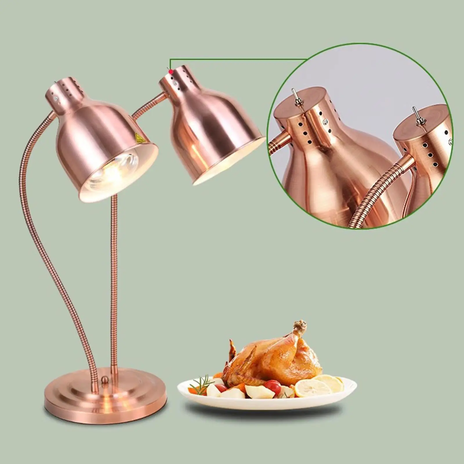 Food Heat Lamp Catering Heating Lamp Freestanding without Bulbs Food Warmer Lamp for Catering Fried Food Chicken Buffet Kitchen 5