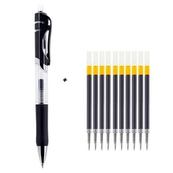 Retractable Gel Ink Ballpen Set with Replaceable Refills - Black, Red, and Blue (Black pen set)