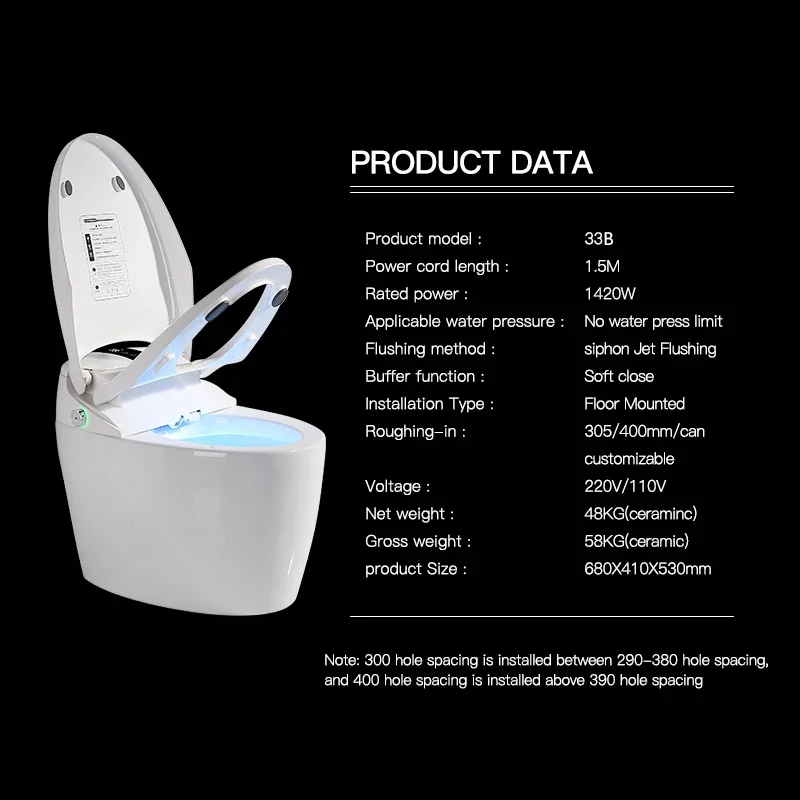 YYHC-Sanitary ware luxury modern style fully automatic operation electric bidet siphonic flush intelligent smart wc toilet