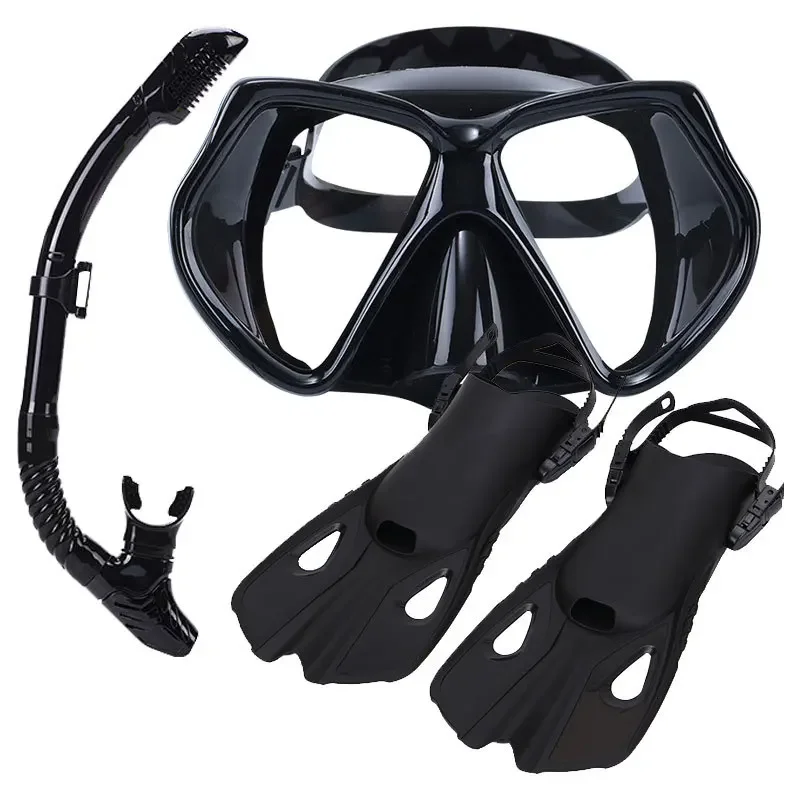 Adult diving goggles snorkel set high-definition vision large frame silicone tempered glass scope diving free-diving