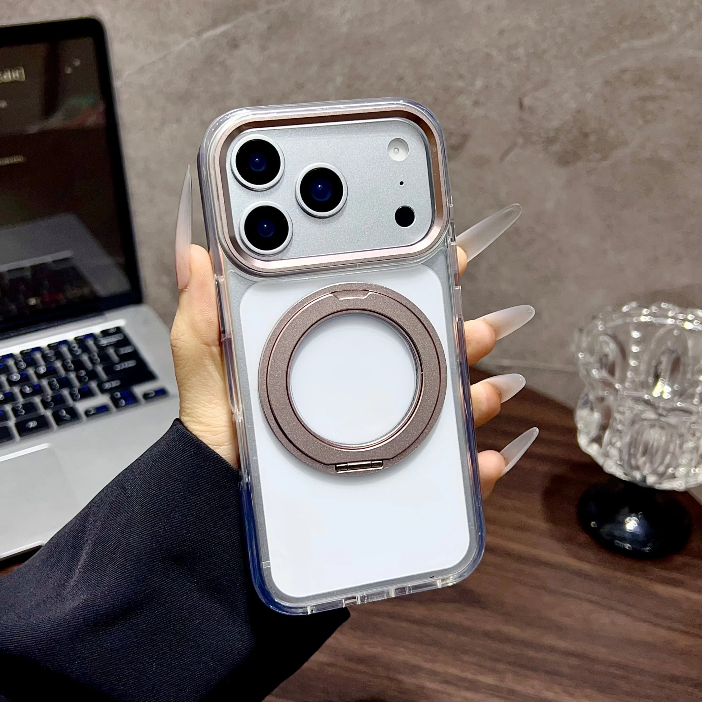 Rotating Stand Case with Magnetic Ring, Clicky Sound, and Military-Grade Drop Protection