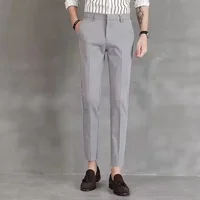 Japanese and Korean Style Men Spring and Autumn Thin Vertical Vertical Vertical Nine Points Black Business Simple Suit Pants 1