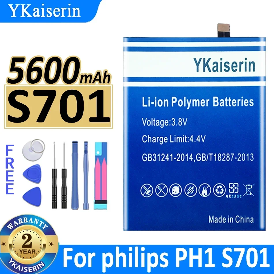 

5600mAh YKaiserin Battery S 701 For philips PH1 S701 Mobile Phone Batteries
