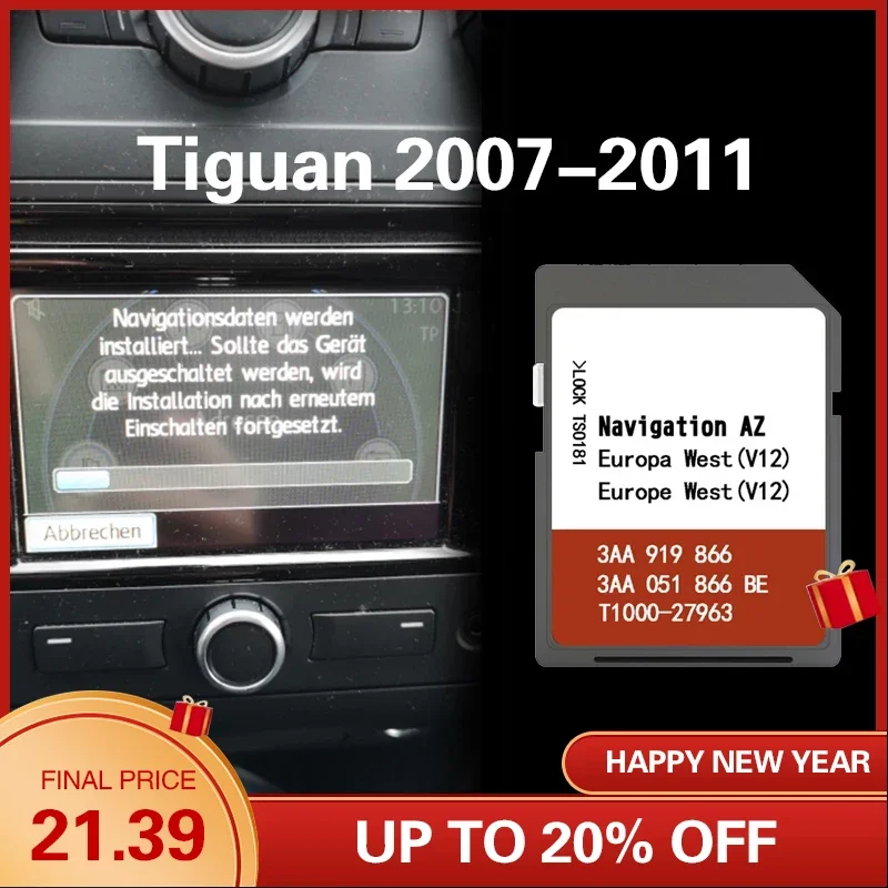 Nvidia Sat Nav Per Tiguan 2007-2011 Cover Slovacchia Repubblica Ceca Gps Az V12 West Map Card