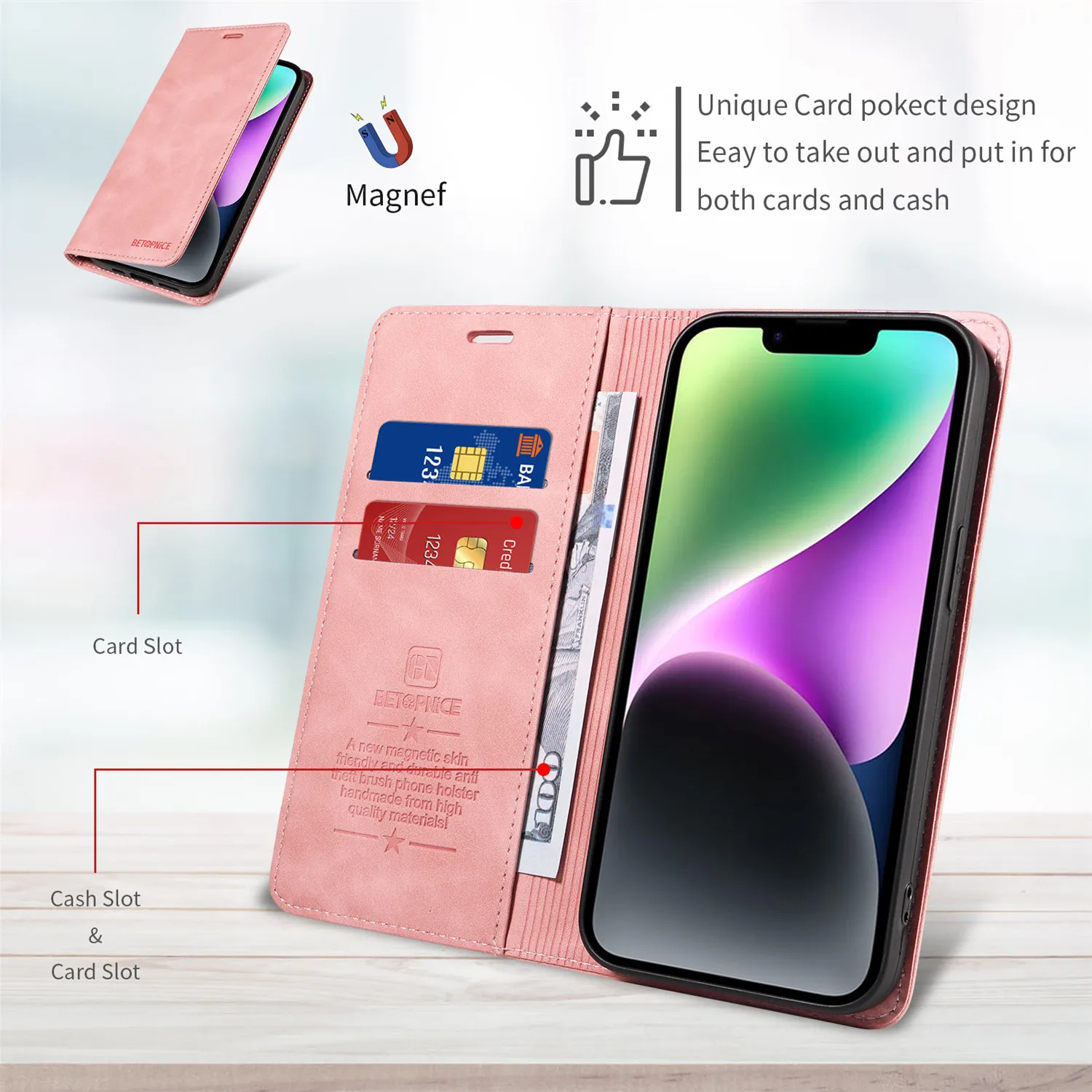 Elegant Magnetism Leather Flip Phone Case - Luxury Wallet Bracket Cover