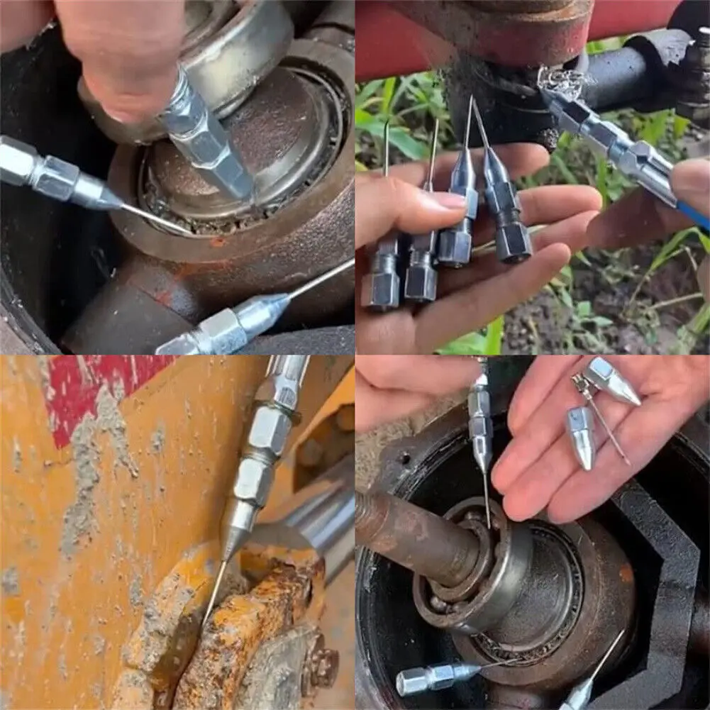 Grease Gun Needle Tip Manual Grease Gun Head Hose Tube Butter Needle Tip Adapter Long Manual Head Removable