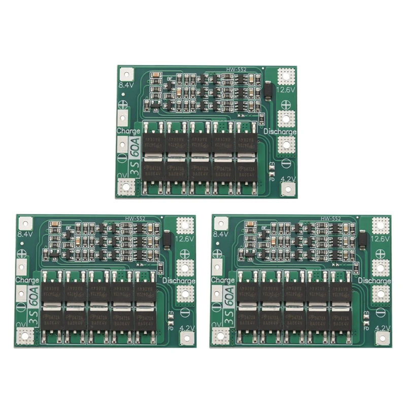 3x3S 60A Bms плата 11 1 В 12 6 в 18650 Защитная литий-ионной литиевой батареи улучшенная