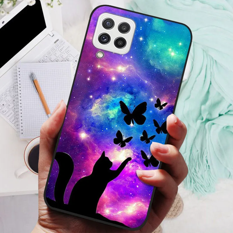 Black Silicone Soft Case with Lion and Wolf Design - Protective Shell for Samsung Galaxy A22/A22s 5G