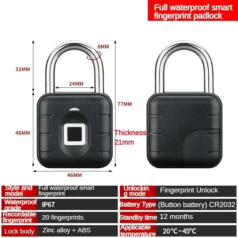 Intelligent fingerprint padlock outdoor waterproof and rust proof padlock intelligent electronic padlock head intelligent padlock
