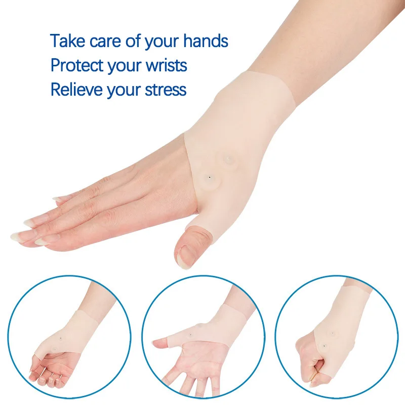 Magnetic Therapy Silicone Gloves Wrist Protector Wrist Sprains Fixed Protector Silicone Thumb Mouse Hand Protect,fingerless gloves,wrist brace,wrist guard,gym gloves,compression gloves,wrist straps,wrist support,wrist support band,finger guard,wrist sweatband
