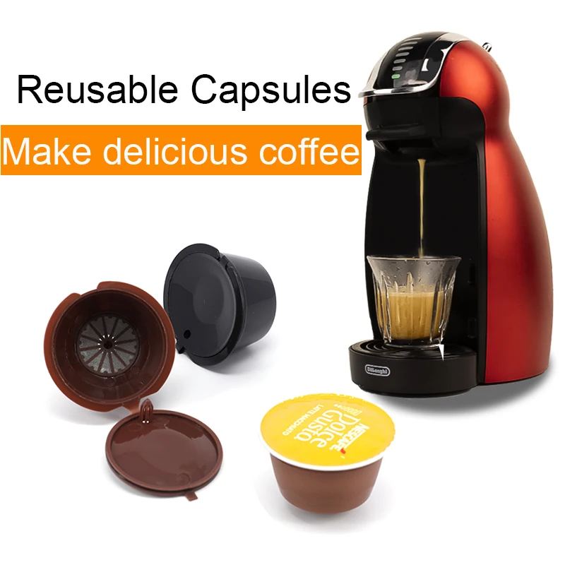 Reusable 3-piece coffee capsule set on display