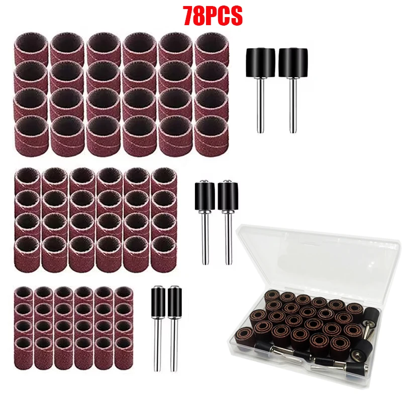 78PCSSandingDrumsKitSandingBandSandMandrels80GritFitfor