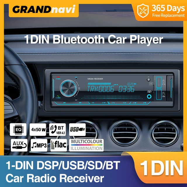 Grandnavi 1Din Car Radio Audio Stereo FM Aux Input Receiver SD TF USB 12V  In-dash MP3 Bluetooth Multimedia Player Auto radio - AliExpress