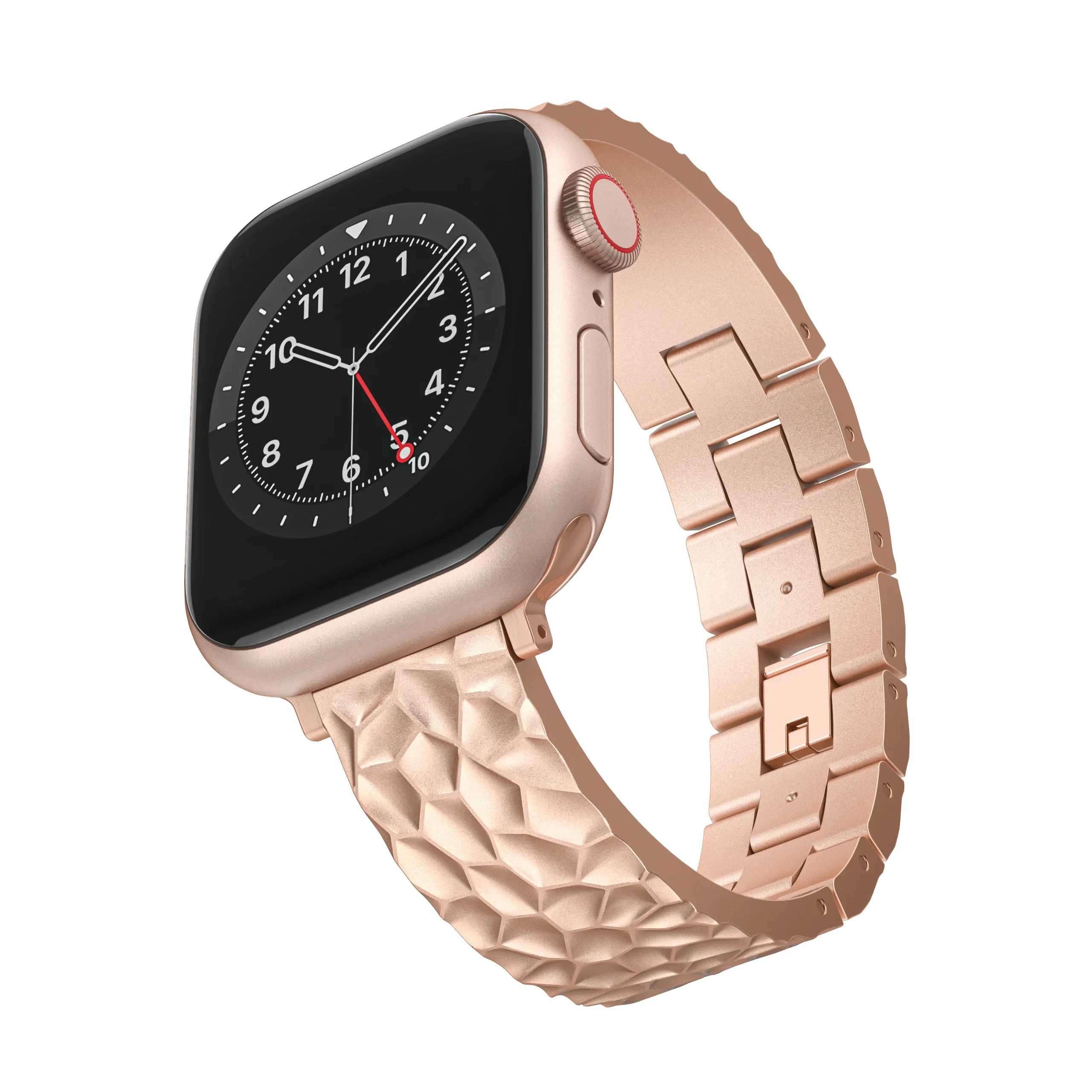 

Alloy Hammer Pattern Strap For Apple Watch Band 45mm 44mm 40mm 41mm 42mm HalfStainless Steel Bracelet IWatch Series 9 8 7 SE 6 5