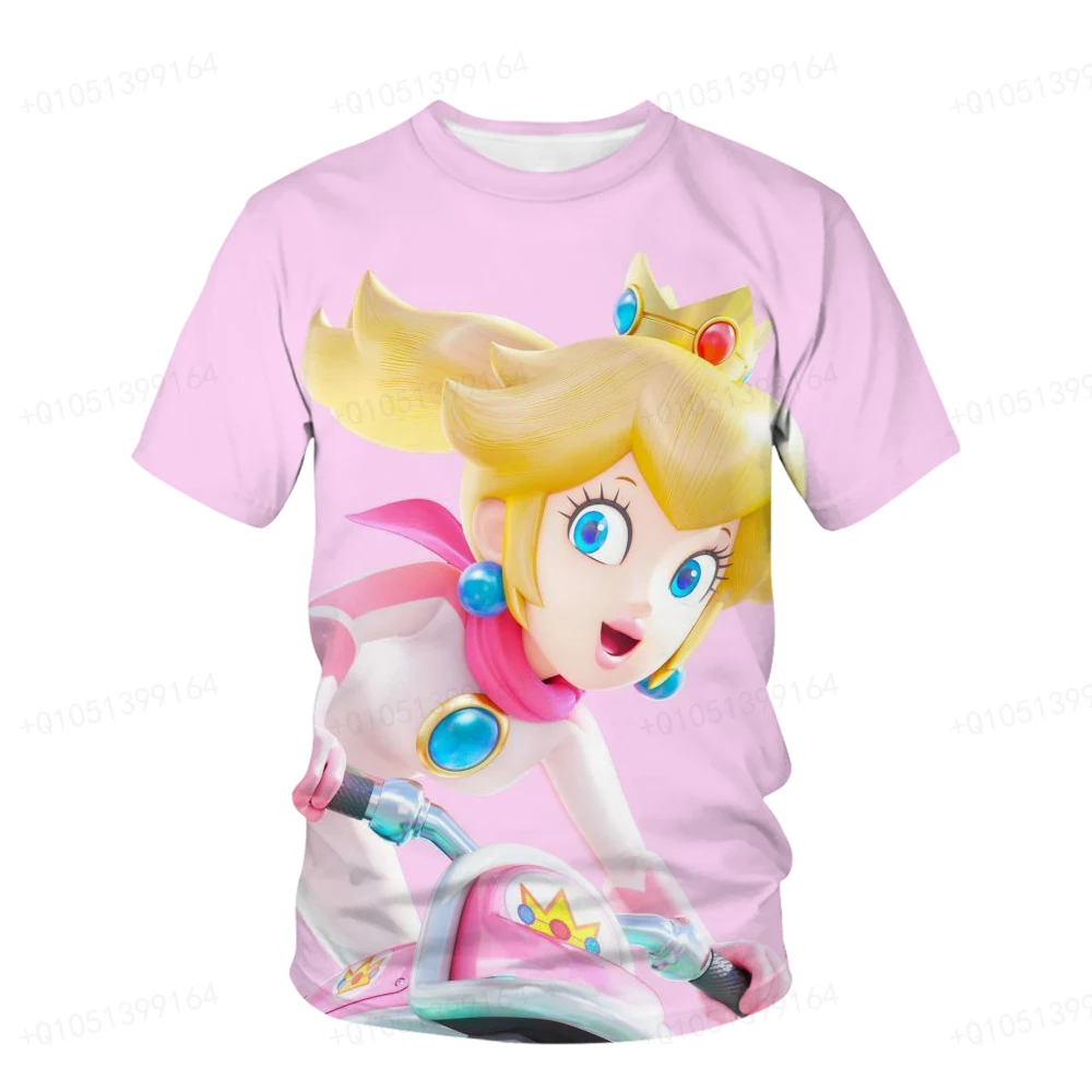 Mario Peach Princess Girls T-shirts Kids Boys Clothes Children's Clothing Tops Baby Short Sleeve Tee Boy T-shirt 3-14 Years Kid