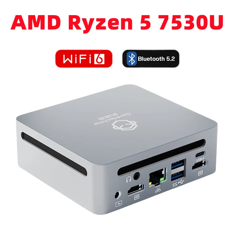 Mini PC AMd ryzen 5 7530u cpu, 2.0ghz,最大4.5ghz,Windows 11, ddr4, 64gb