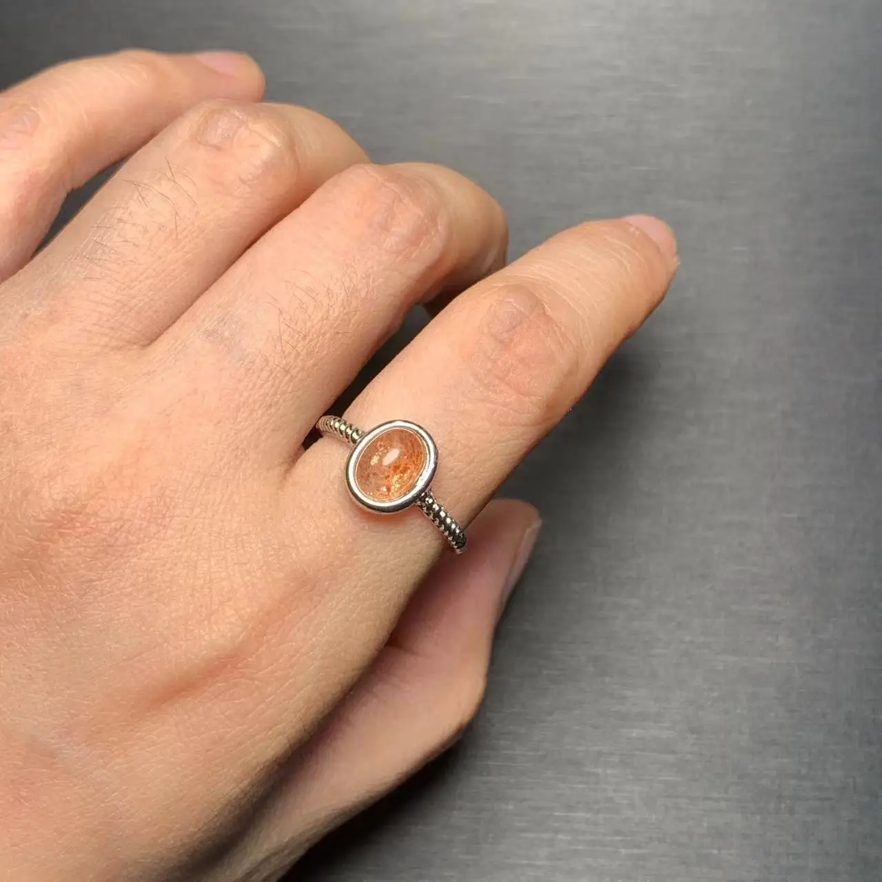 Natural Sanidine Gold Sunstone Ring Adjustable Female Heart ring Jewelry for Women Gift Wholesale High Quality Vintage Fine