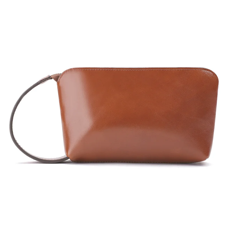 

Vintage Genuine Leather Small Clutch Bag for Men Women Cosmetic Handbag Coin Purse Retro Soft Leather Lady Clutch Zipper Wallet